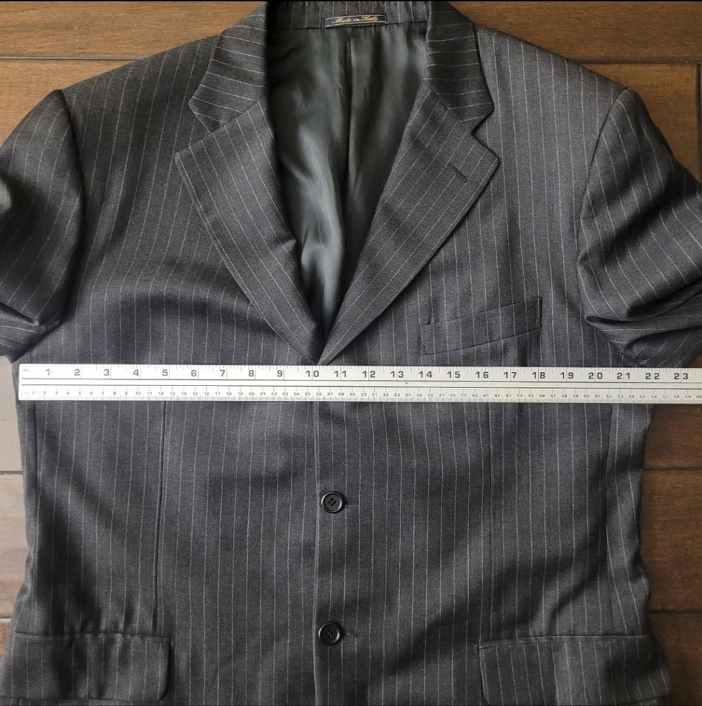 40R Eredi Pisano Men Super‎ 110s Black Pinstripe Loro Piana Wool Blazer Luxury